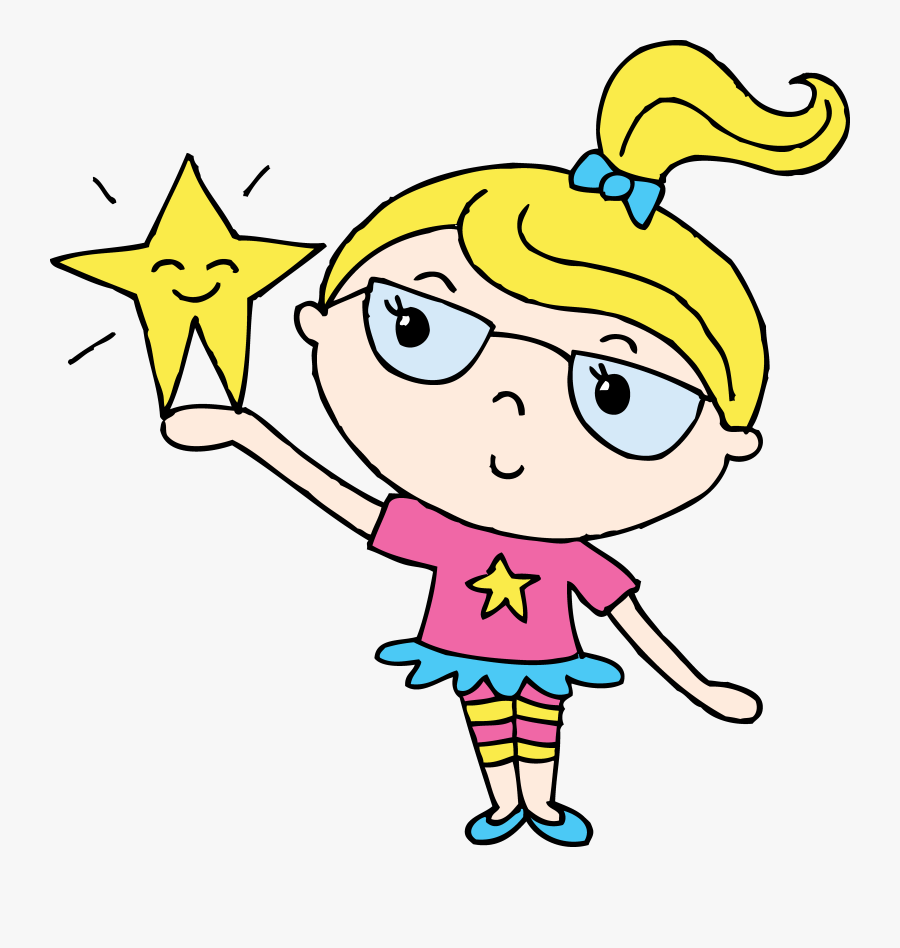 Cute Clipart Of Girl Holding A Star Free Clip Art - Cute Star Clipart Png, Transparent Clipart