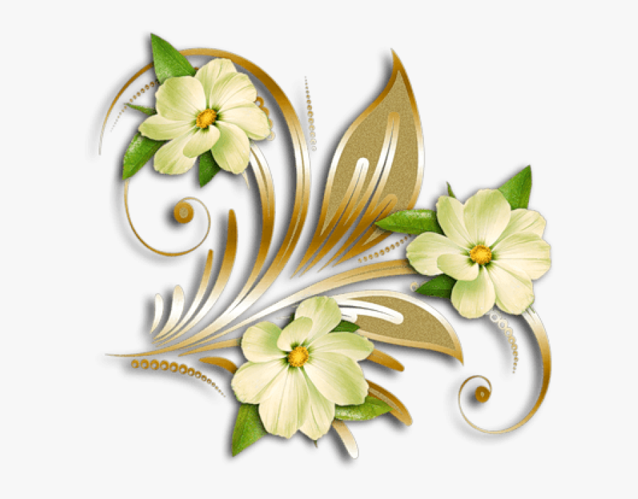 Free Png Download Yellow Flowers Gold Ornament Clipart - Flower Gold Png, Transparent Clipart