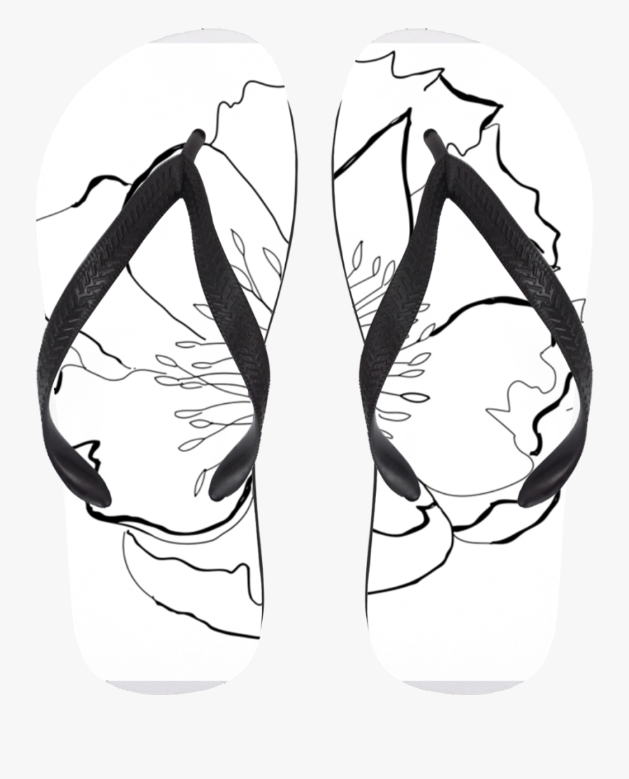 Large Flora Large Flip Flops - Illustration, Transparent Clipart
