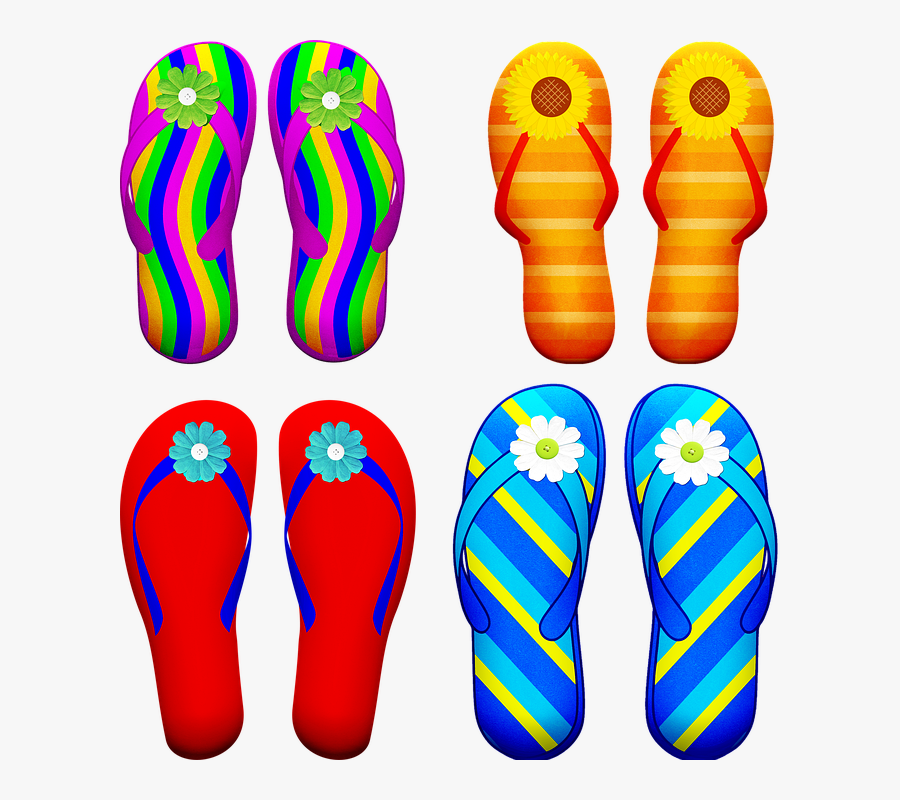Flip Flops, Rubber, Flower Thongs, Weekend, Beach - Flip-flops, Transparent Clipart