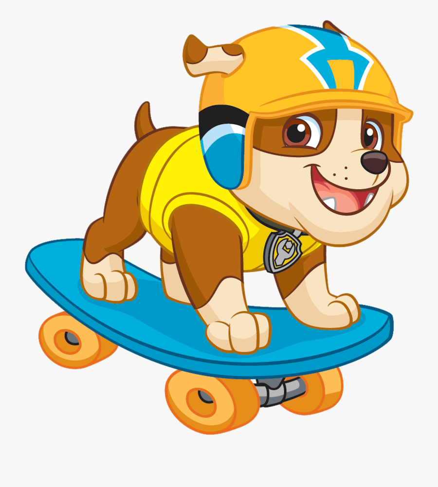 Rubble Play Skate Board Paw Patrol Clipart Png - Paw Patrol On Skateboards, Transparent Clipart
