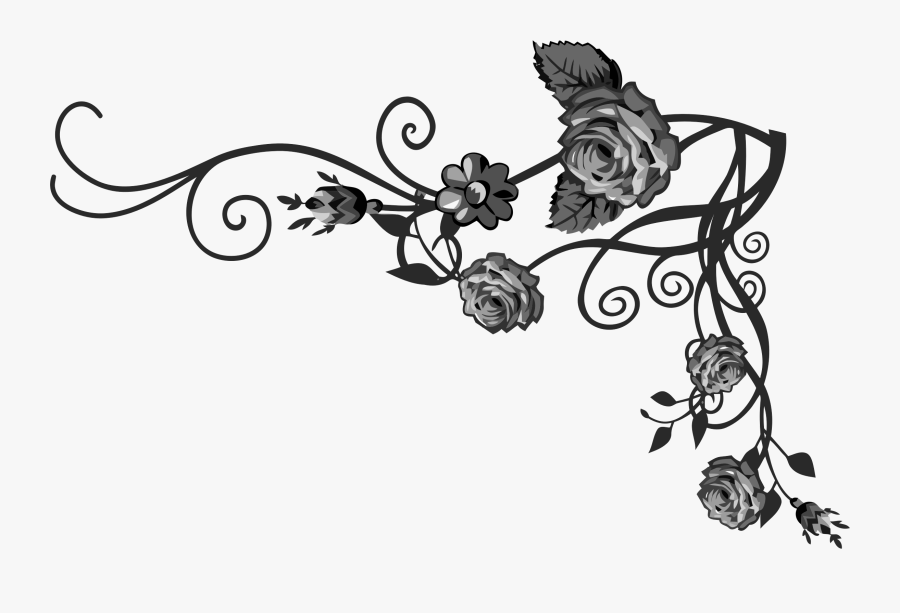 Vine Clipart Black Rose , Png Download - Vines Black And White Png, Transparent Clipart