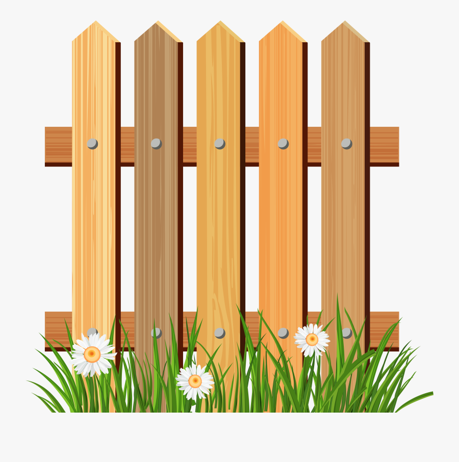 Wooden Garden Fence With Grass Png Clipart - Fence Clipart, Transparent Clipart