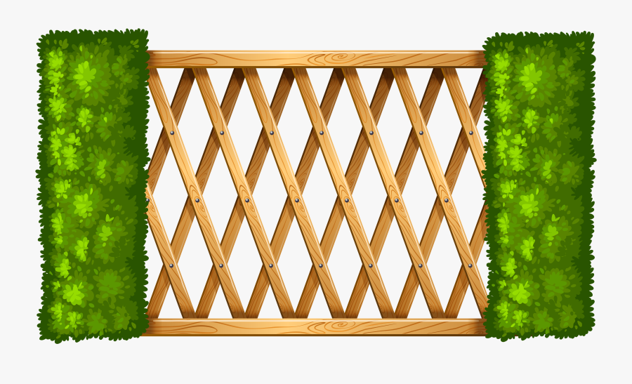 Wooden Fence With Plants Png Clipart - Wooden Fence For Plants, Transparent Clipart