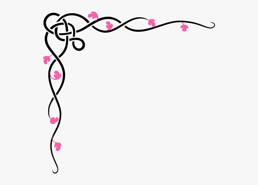 Pink Vine Flowers Clip Art - Purple Corner Border Png, Transparent Clipart