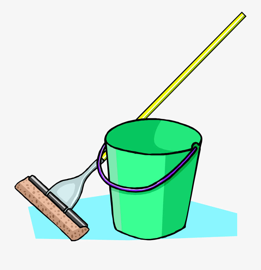 Vacuum - Clipart - Cartoon Mop And Bucket, Transparent Clipart