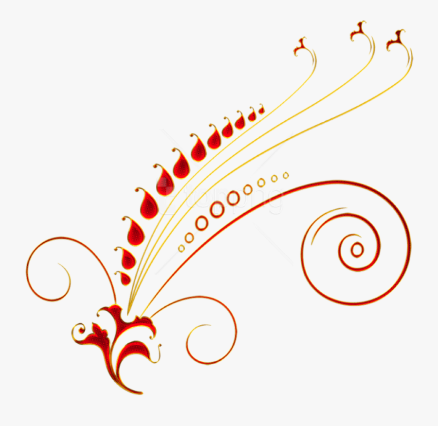 Free Png Download Red And Gold Floral Ornament Clipart - Red Floral Designs Png, Transparent Clipart
