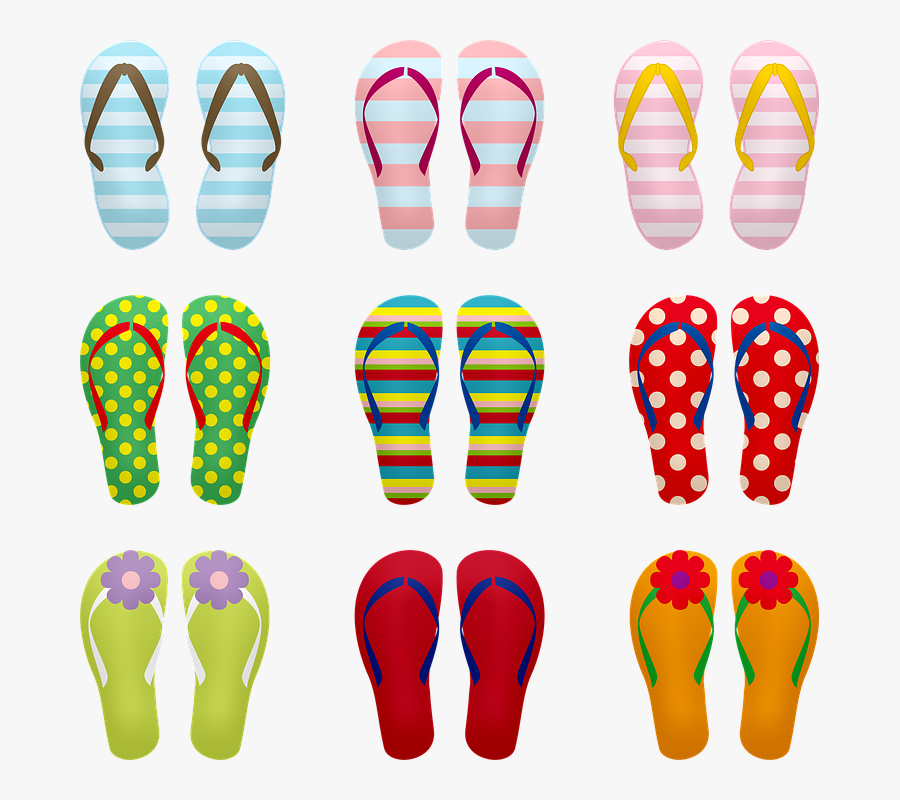Flip Flops, Sandals, Summer, Beach, Shoes, Vacation - ビーチ サンダル イラスト 無料, Transparent Clipart