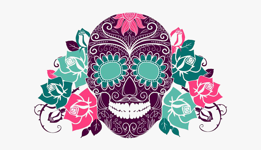 Del Fuego Banner Freeuse Download - Skull Colorful Day Of The Dead, Transparent Clipart