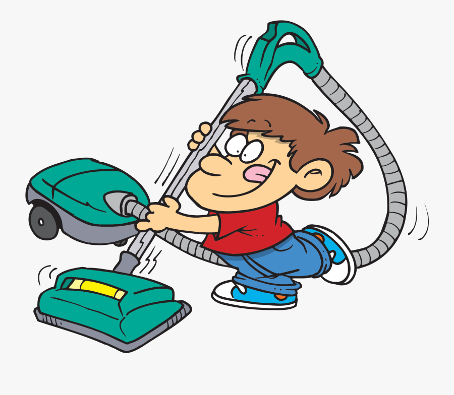 Doing Chores - Kid Vacuuming Cartoon, Transparent Clipart