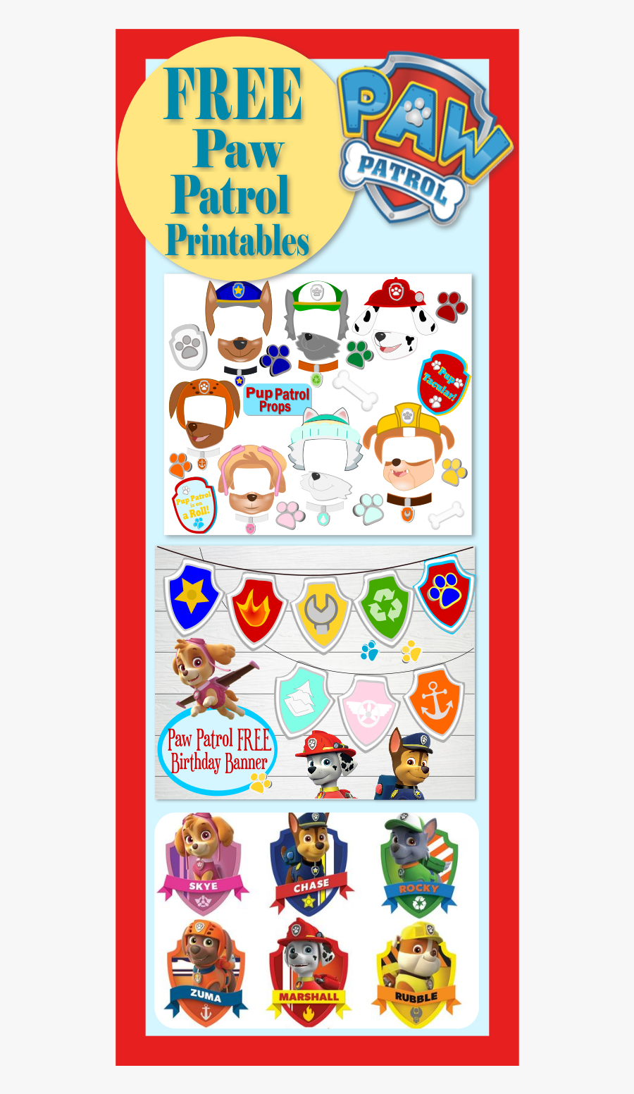 Free Printable Paw Patrol Birthday, Transparent Clipart