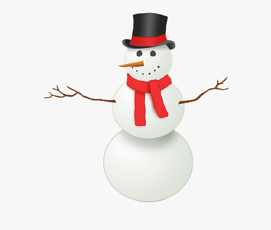 Snowman With Top Hat And Red Scarf - Transparent Snowmen Clipart , Free Tra...