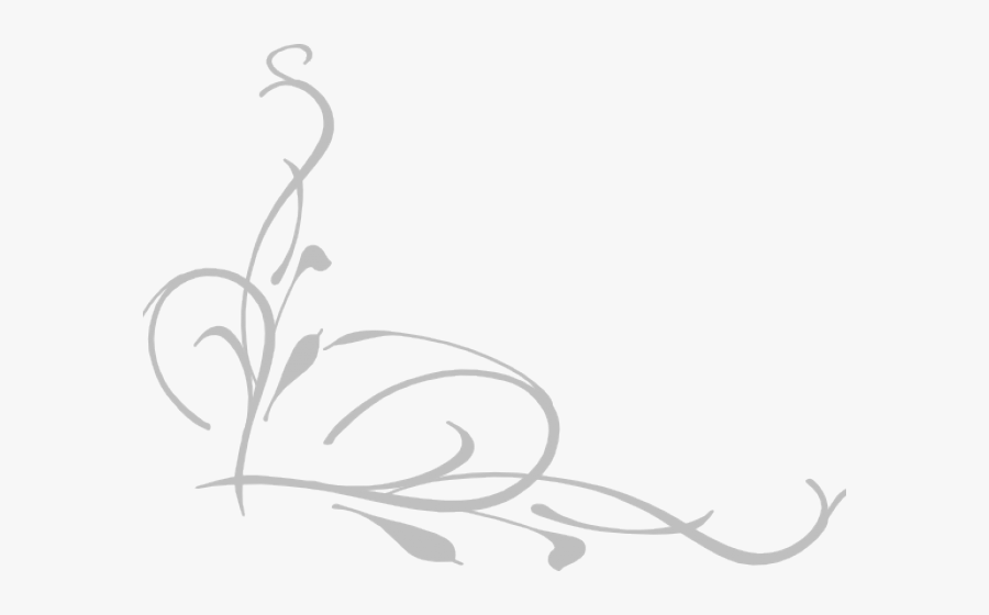 Vine Clipart Grey - White Transparent Corner Border, Transparent Clipart