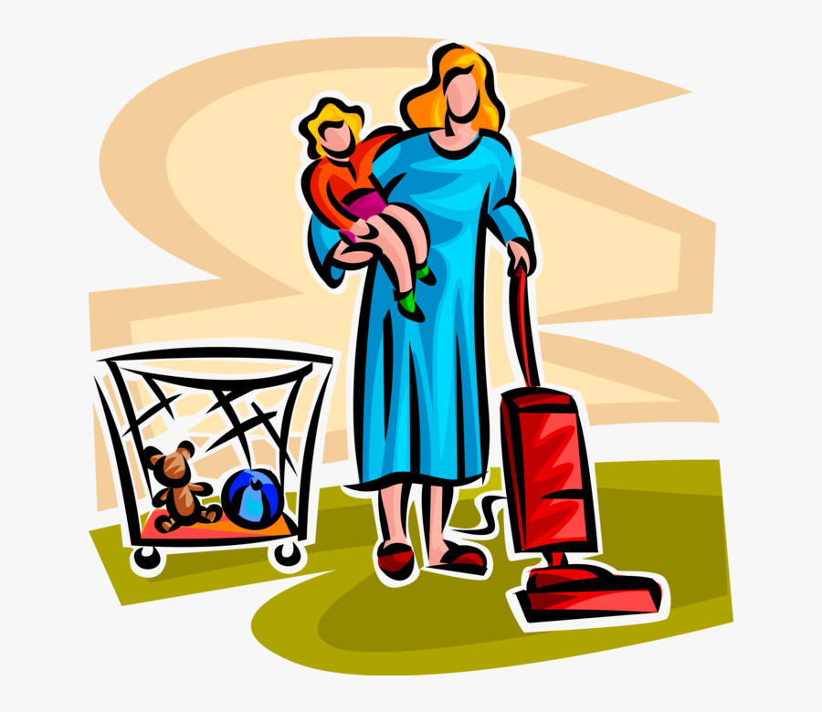 Mother Does Housework With - Mother Doing Household Chores Clipart, Transparent Clipart