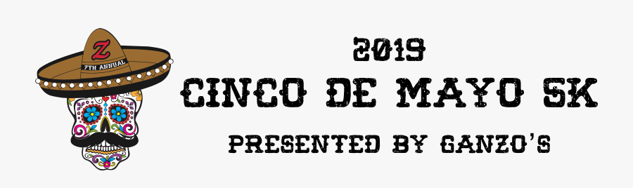 Ganzo"s 2019 Cinco De Mayo 5k - Black-and-white, Transparent Clipart