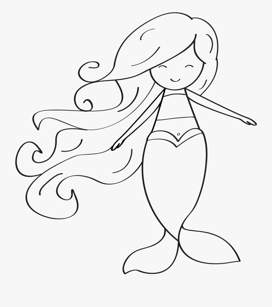 Nice Looking Mermaid Clipart Black And White Boy Etsy - Mermaid Black And White Clip Art, Transparent Clipart