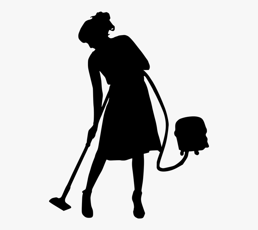 Clean, Cleaner, Cleaning, Service, Maid, Vacuum, Woman - Black And White Cleaning, Transparent Clipart