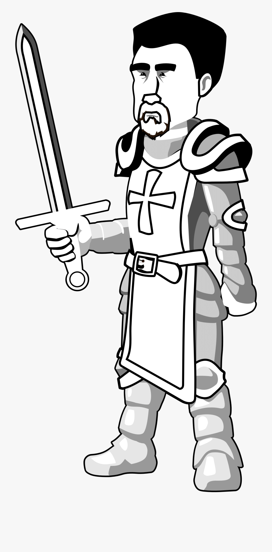 Clipart Knight 2 - Black And White Knight, Transparent Clipart