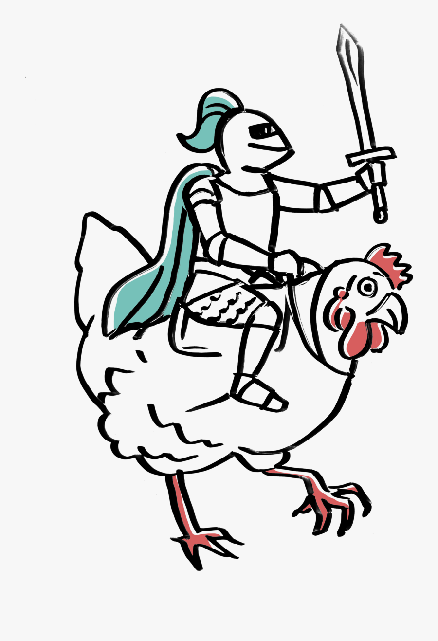 Mobster Drawing Daffy Duck Frames Illustrations Images - Knight Riding A Chicken, Transparent Clipart