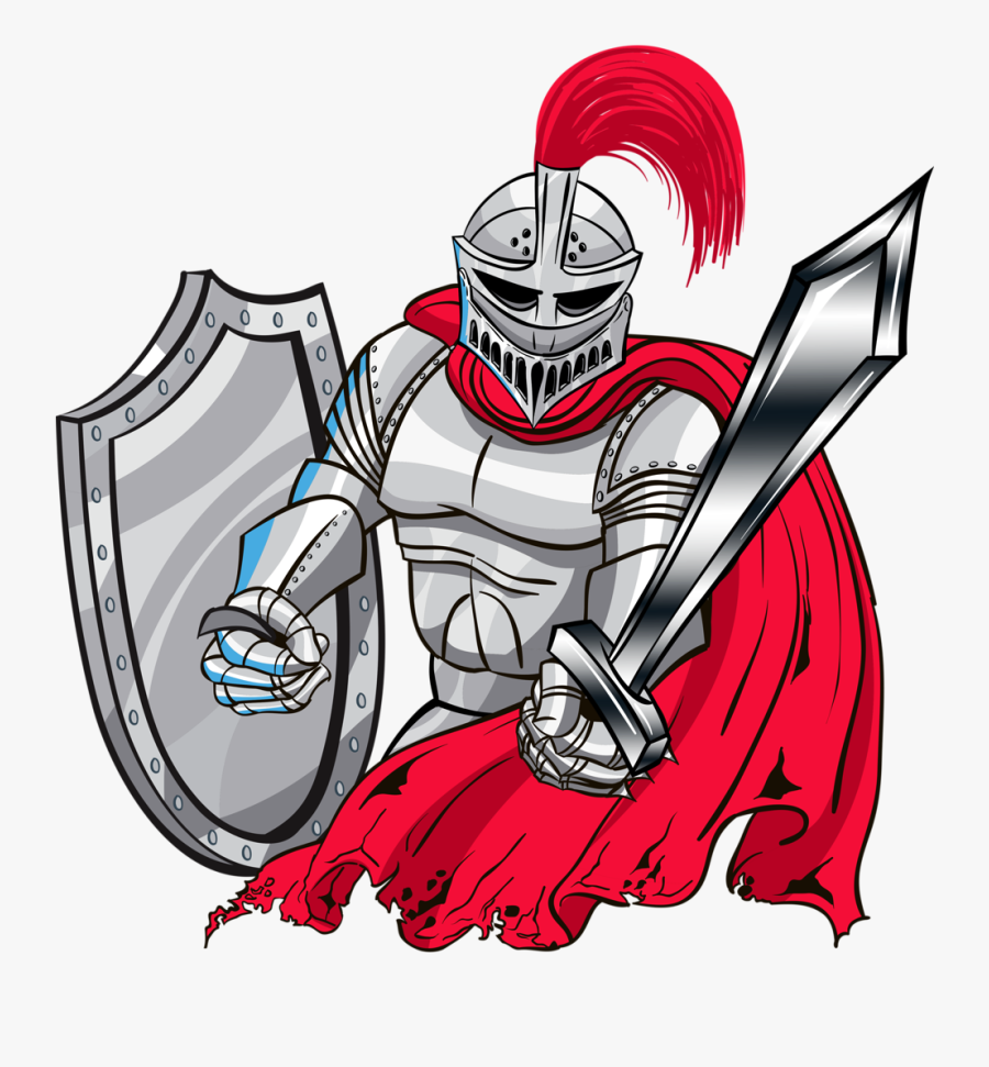 Transparent Paladin Clipart - Knight With Shield Drawing, Transparent Clipart