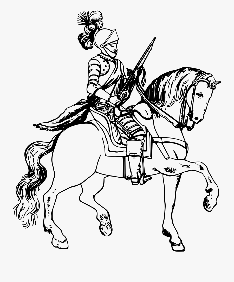 On Horseback Big Image - Knight Black And White Png, Transparent Clipart