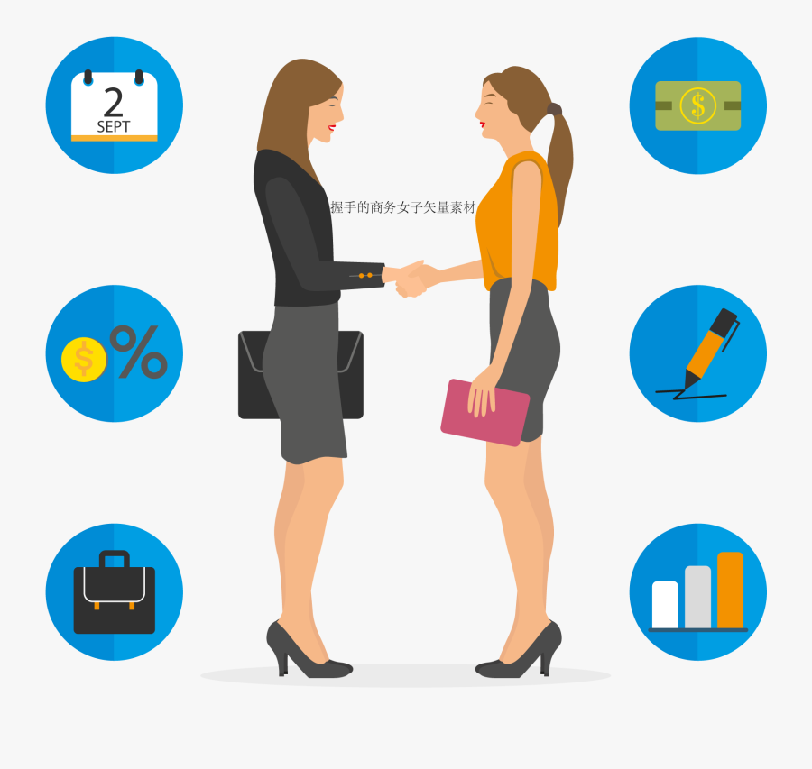 Handshake Business Woman Vector Material 1800*1800 - Girl Shaking Hand Vector Freepik, Transparent Clipart