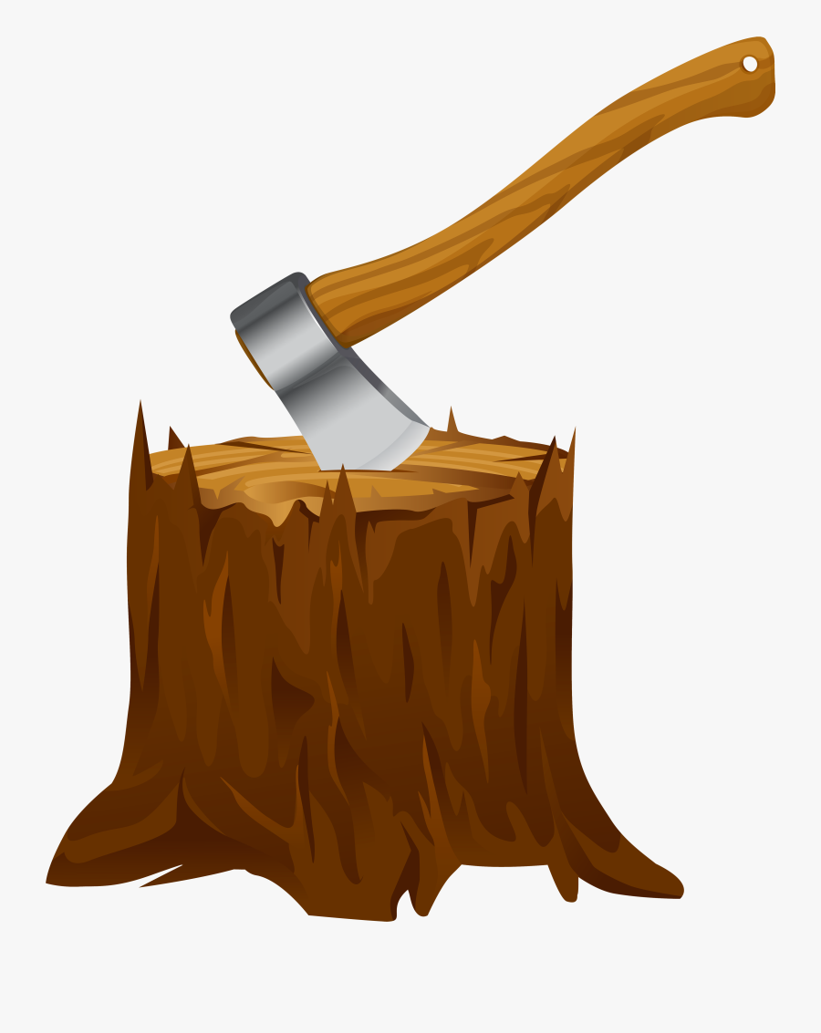 Tree Stump With Axe Clipart Png Image - Cutting Down Tree Clipart