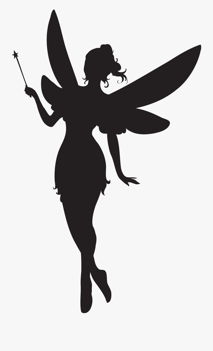 Fairy With Magic Wand Silhouette Png Clip Artu200b - Fairy Silhouette, Transparent Clipart