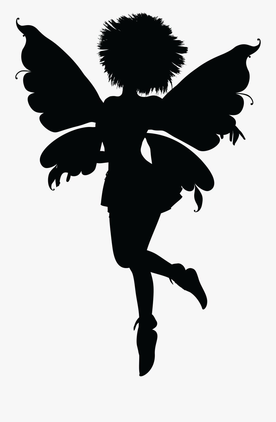 Free Clipart Of A Black Silhouetted Fairy With Spiked - Black Fairy Silhouette, Transparent Clipart