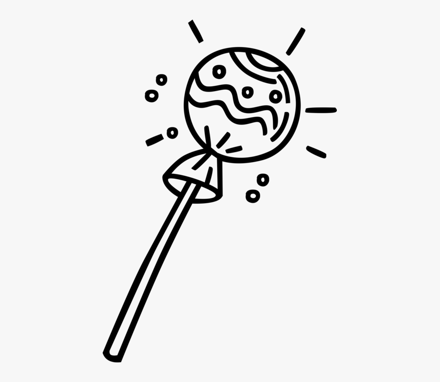 Vector Illustration Of Lollipop Sucker Candy Confection - Lollipop Black And White, Transparent Clipart