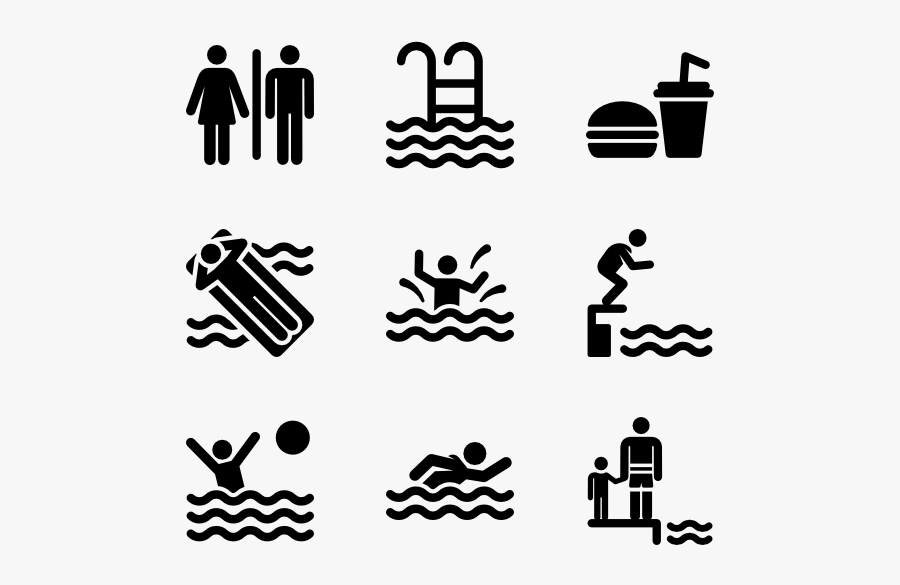 Black And White Swimming Pool Clipart Black And White - Swimming Pool Icon Vector, Transparent Clipart