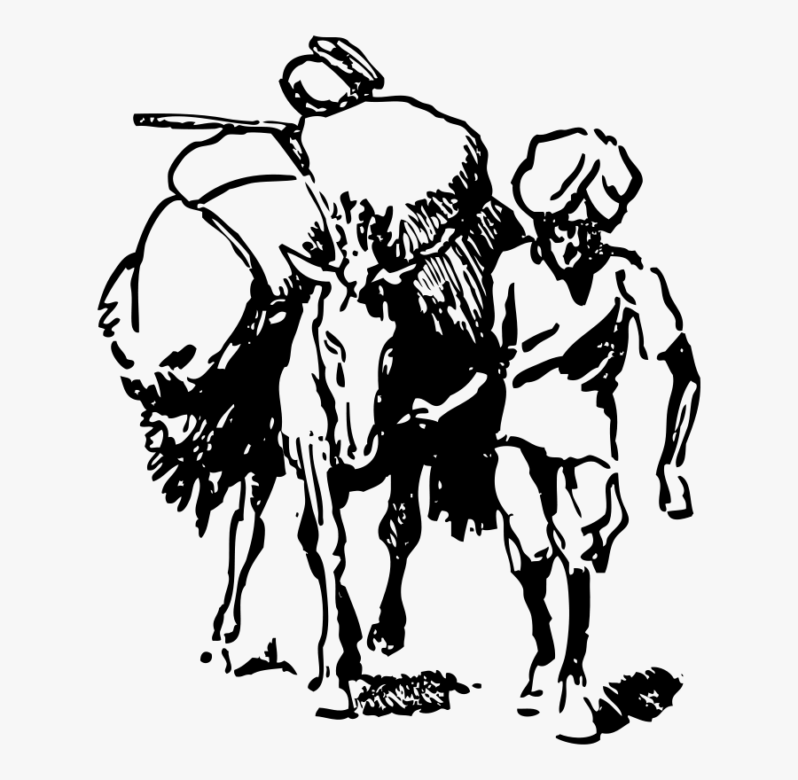 Farmer India Agriculture Drawing Free Commercial Clipart - Donkey And Farmer Cartoon, Transparent Clipart