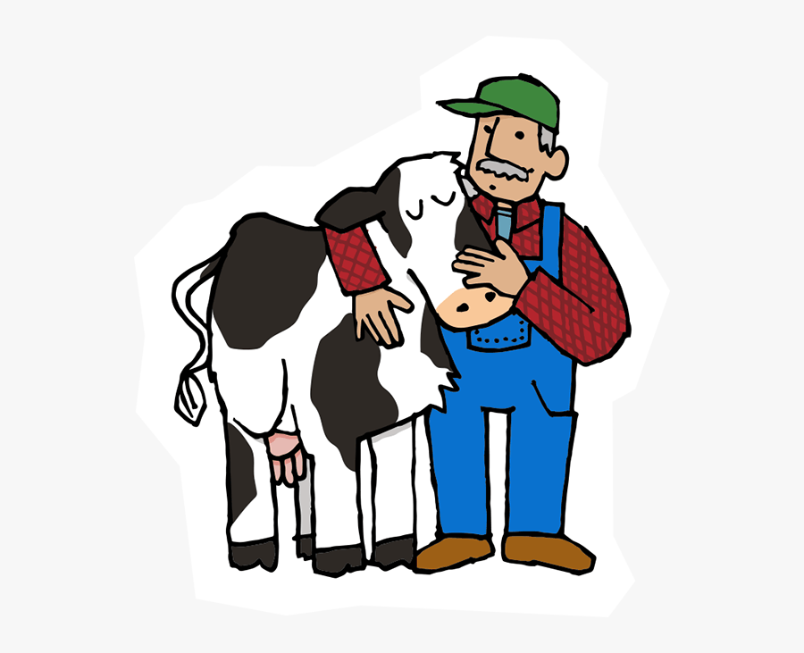 Cow And Farmer 400w - Cow And Farmer Clipart, Transparent Clipart