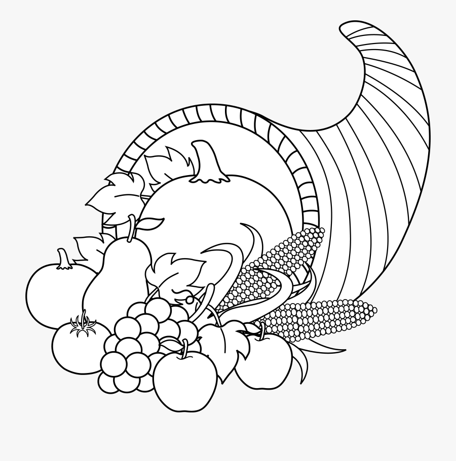 Horn Of Plenty Clipart Black And White, Transparent Clipart