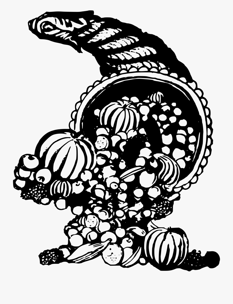 Transparent Cornucopia Clipart - Horn Of Plenty Line Art, Transparent Clipart