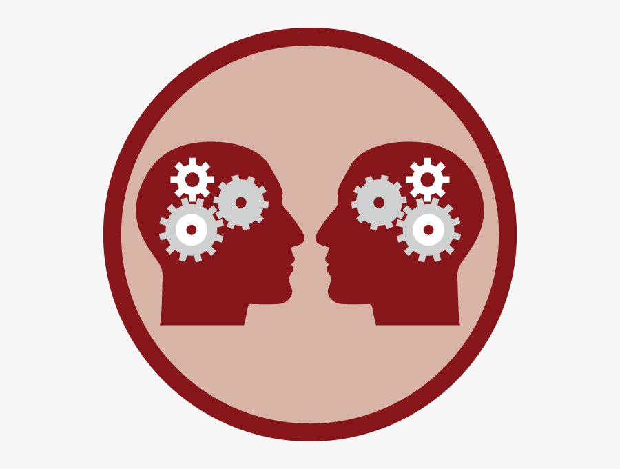 Two Heads With Gears For Brains Facing Each Other Inside - Non Circular Gears, Transparent Clipart