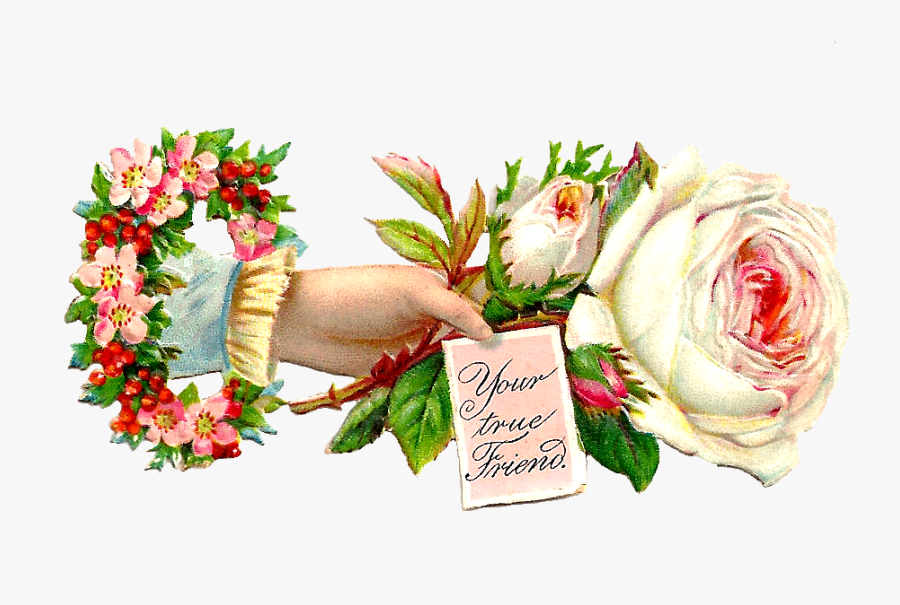 Victorian Hand And Flowers Clipart, Transparent Clipart