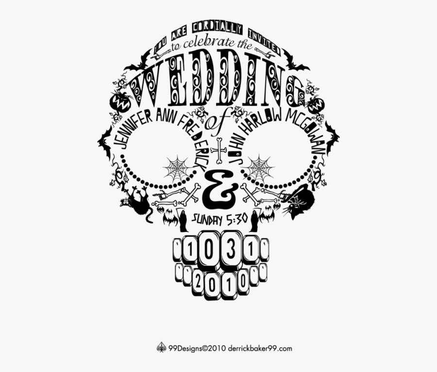 Clip Art Halloween Wedding Invitation - Lace Skull Wedding Invitation, Transparent Clipart