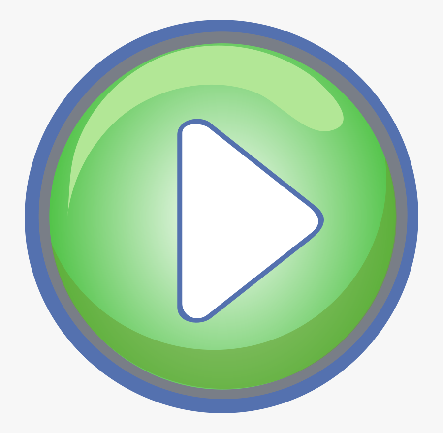 Free Play Button Green With Blue Border - Blue Green Play Button, Transparent Clipart