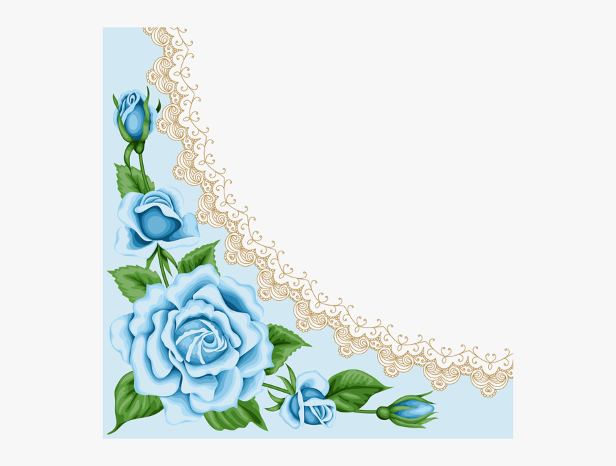 Blue Roses Border Clipart Blue Rose Clip Art - Border Blue Flower Clipart, Transparent Clipart