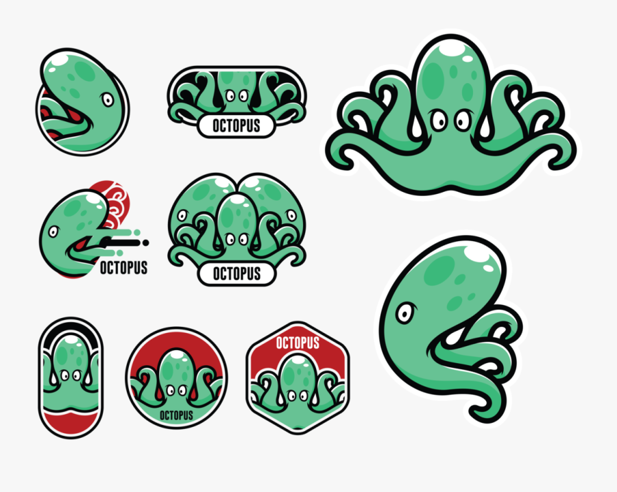 Cartoon Octopus Vector, Transparent Clipart