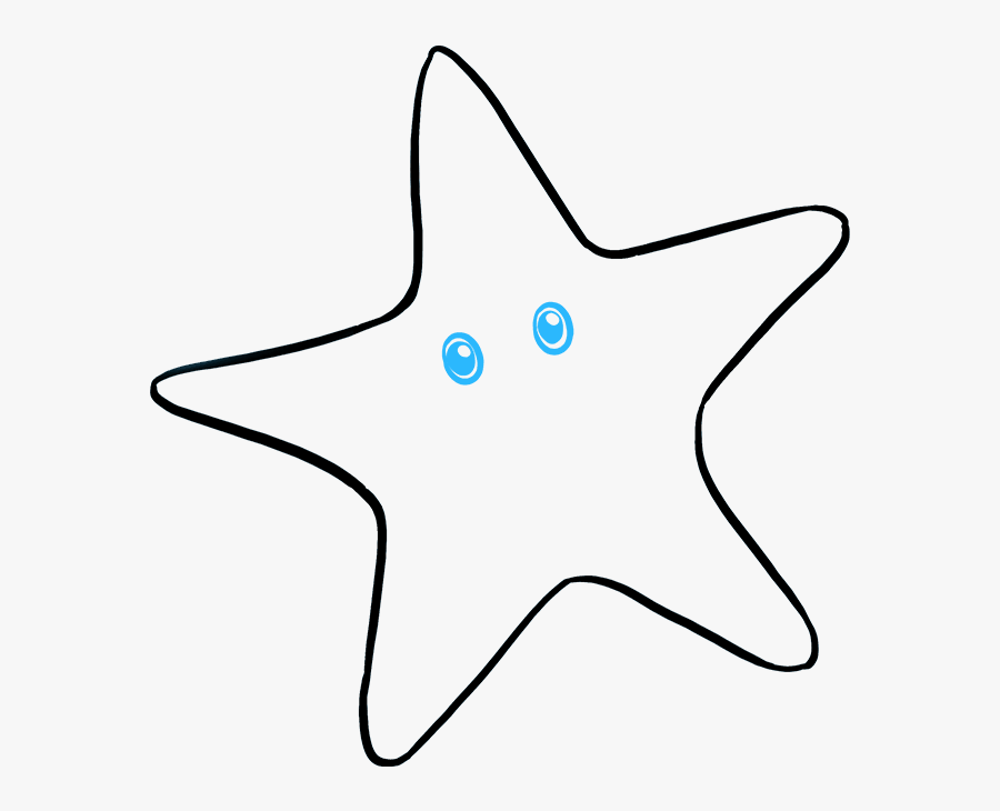 Drawing Starfish Blue Cartoon Transparent Png Clipart - Drawing Of Star Fish, Transparent Clipart