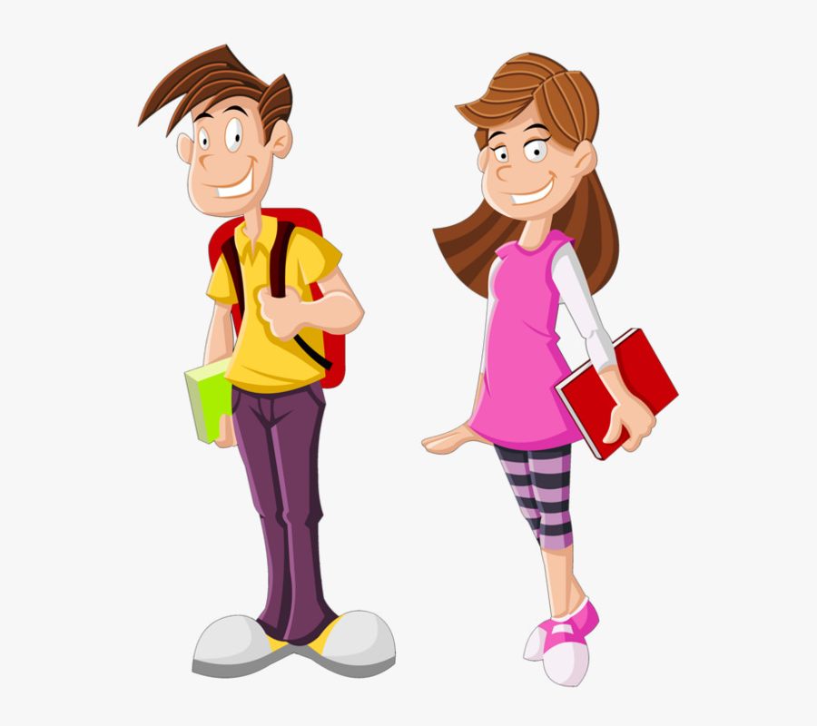 High School Modern Students Happy Bag Book Image And - High School Student Clipart Png, Transparent Clipart