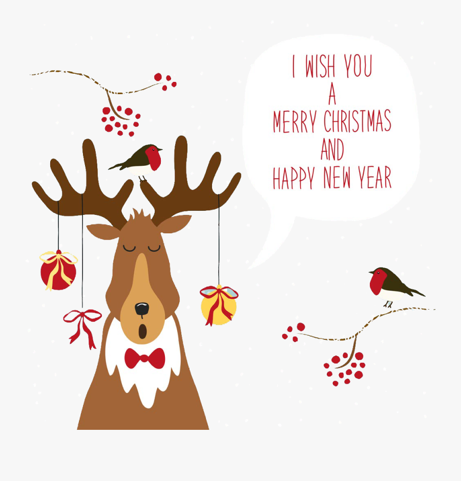 Clip Art Merry Christmas Deer - Drawing, Transparent Clipart
