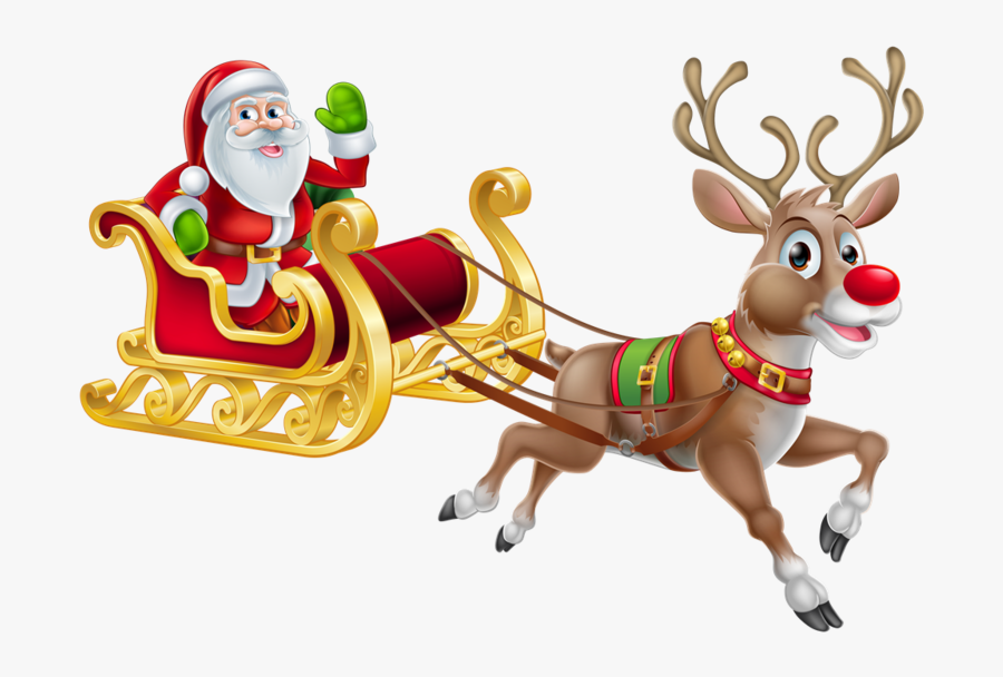 Father Christmas And His Reindeers, Transparent Clipart