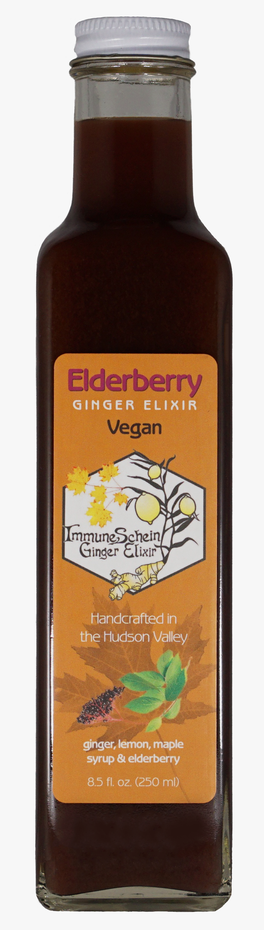 Vegan Elderberry Ginger Elixir - Bottle, Transparent Clipart