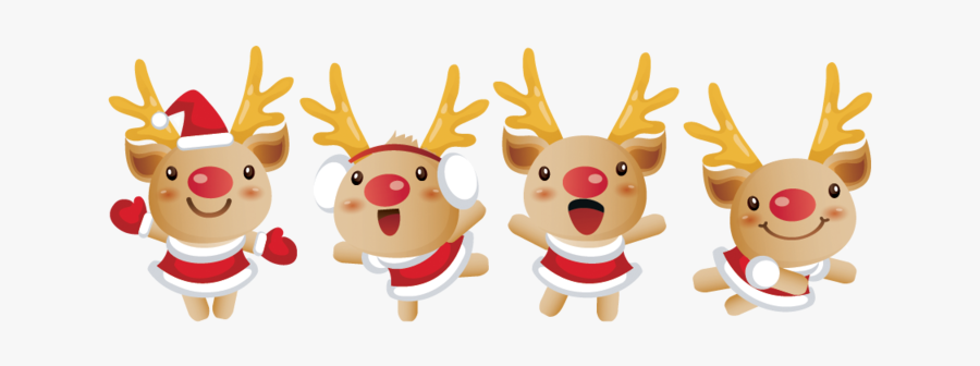 Five Reindeer, Transparent Clipart