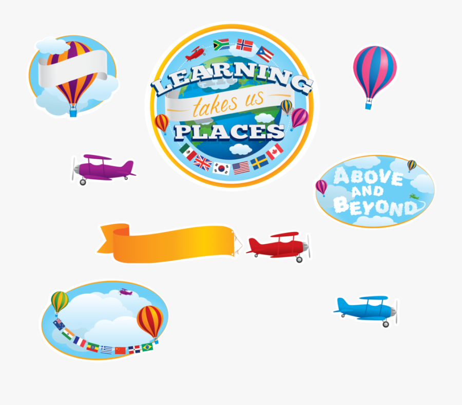 Tcr63578 Learning Takes Us Places Bulletin Board Display - Learning Takes You Places Bulletin Board, Transparent Clipart