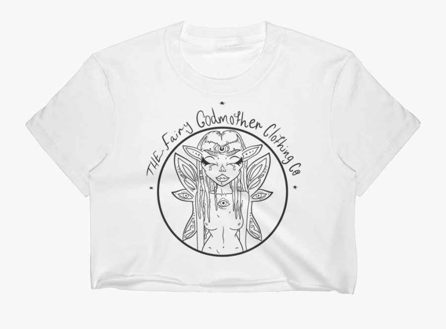 B&w Fairy Godmother Crop Top - Drawing, Transparent Clipart