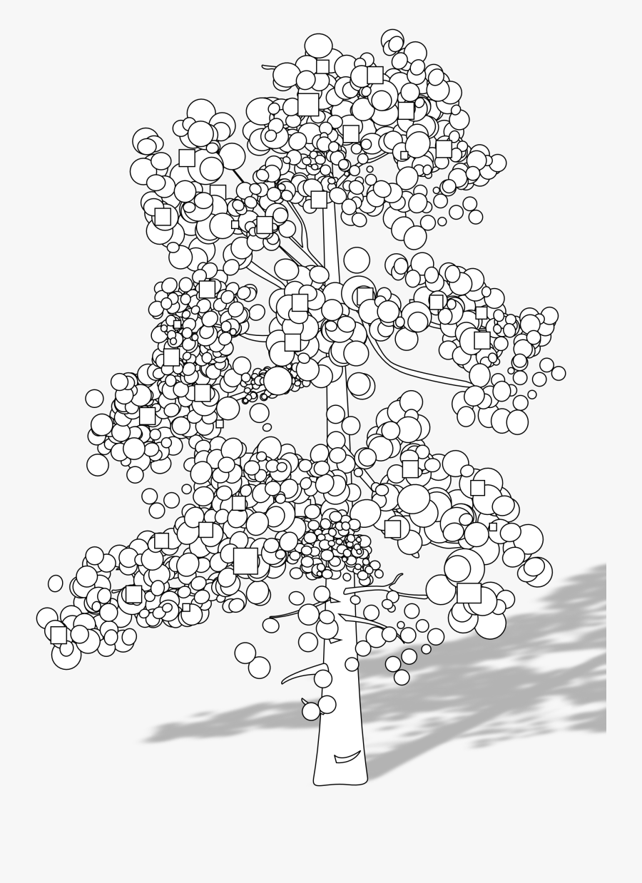 Fruit Tree Clipart Black And White - Line Art, Transparent Clipart